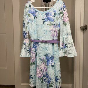 Girls mint green floral flower lace dress, Easter/flower girl/dressy